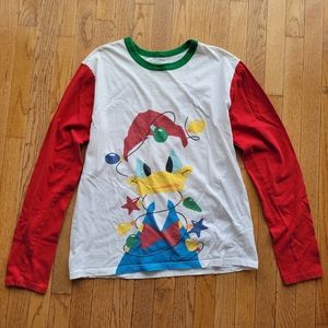 Disney Donald Duck Christmas Grumpy Holiday Baseball T Shirt Pajama Festive L